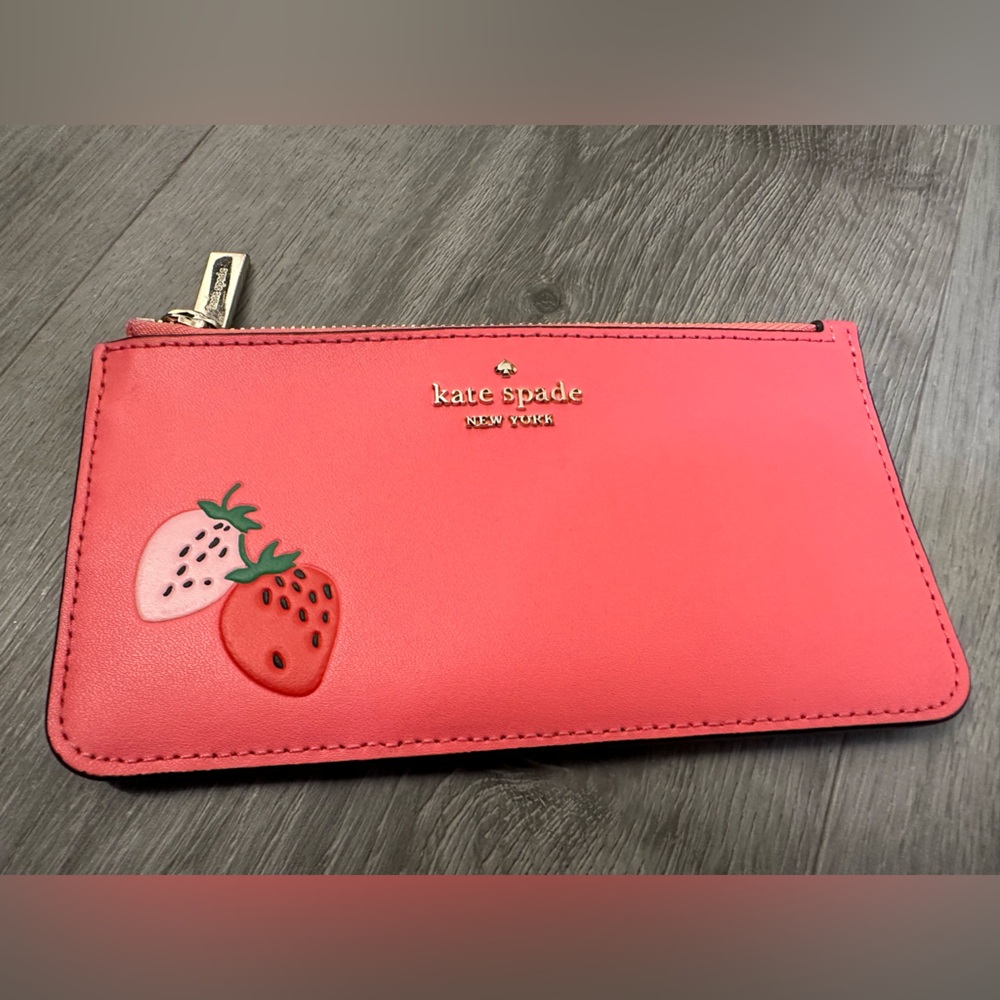 Kate Spade Pink Strawberry Large Slim Cardholder Wallet